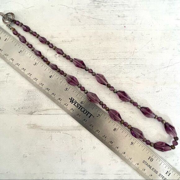 Purple Swarovski Crystal antique silver plated necklace and earrings - Picture 11 of 16